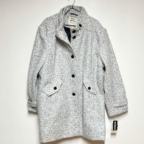 NWT MARALYN & ME
Trendy Plus Single-Breasted Light Grey Boucle Walker Coat Sz 3X - Picture 5 of 10